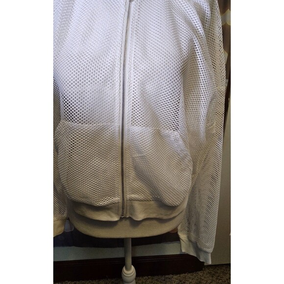 NWOT Size Large Allegra K Bomber White Mesh Design Bomber Jacket - Picture 10 of 10